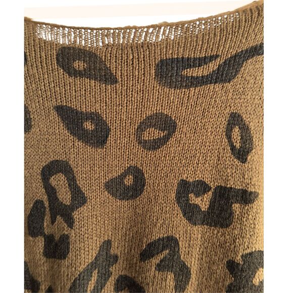 Wooden Ships Sweater Mohair Wool Brown Leopard Mob Wife Glam Quiet Luxury S/M - Picture 4 of 9